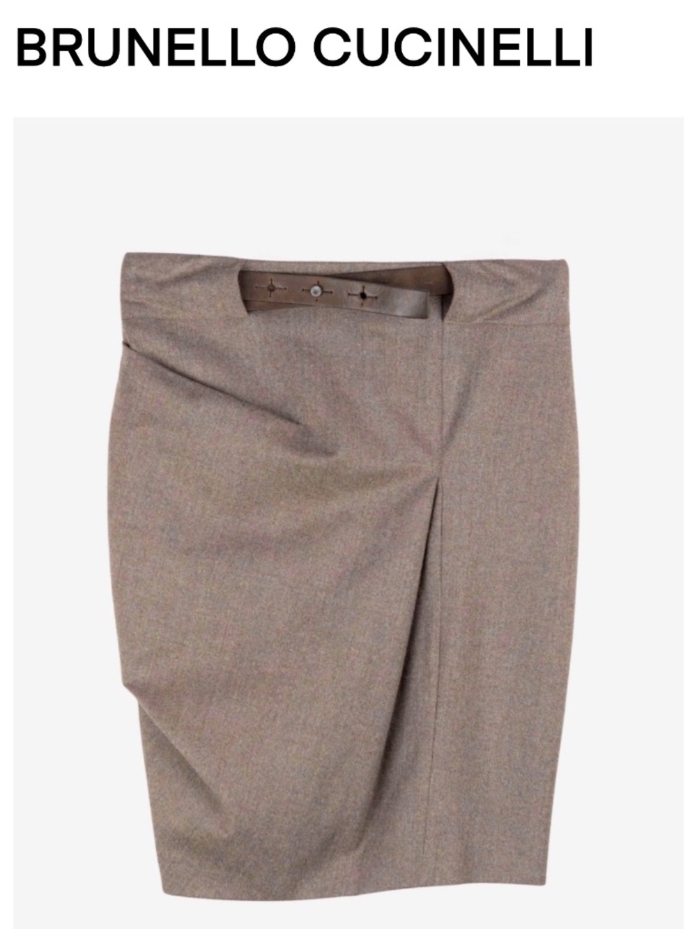 Brunello Cucinelli Cappuccino Color Wool Skirt with the Belt Size US 12